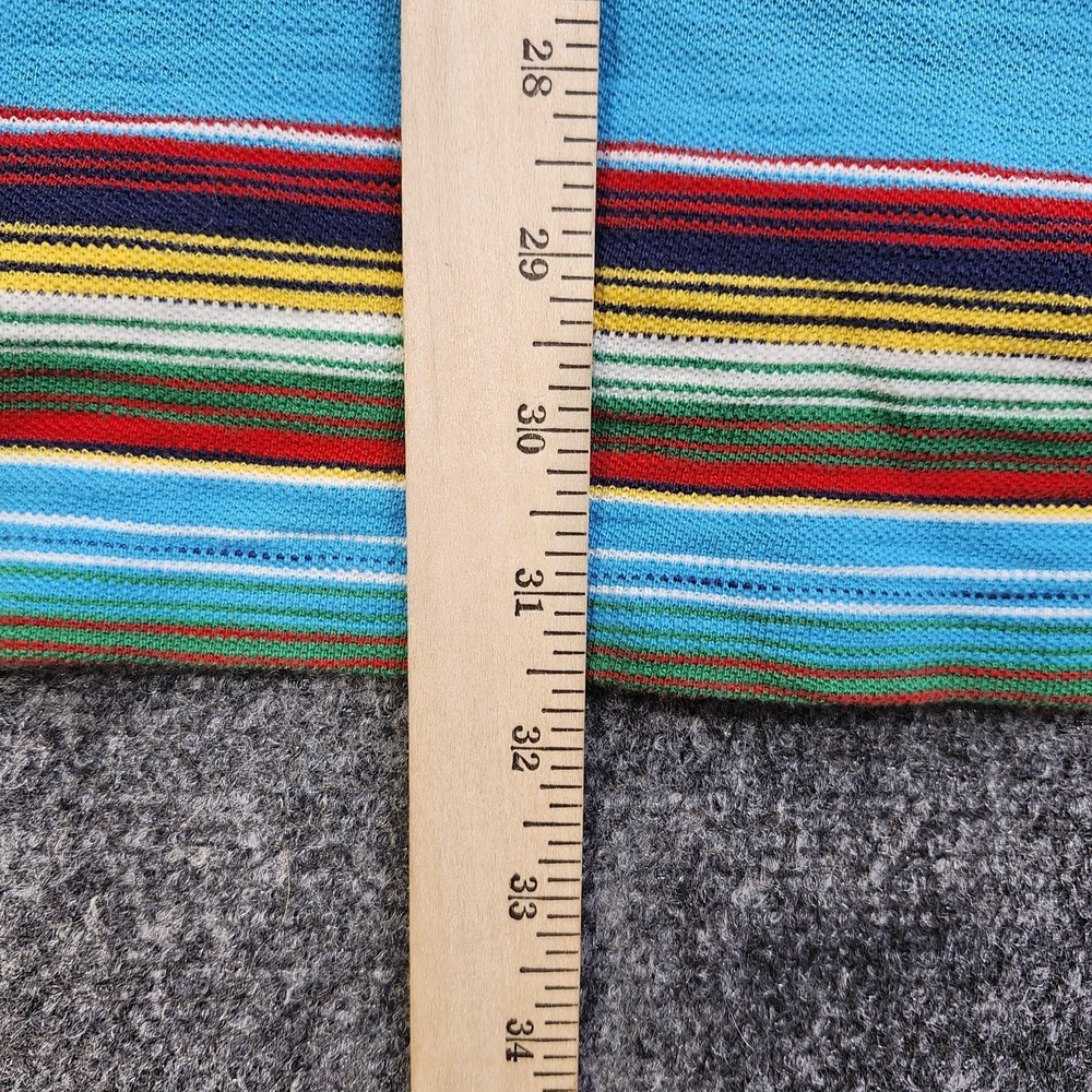 Polo By Ralph Lauren Polo Shirt Mens 2XL Blue Multicolor Serape Striped Textured - Picture 6 of 7
